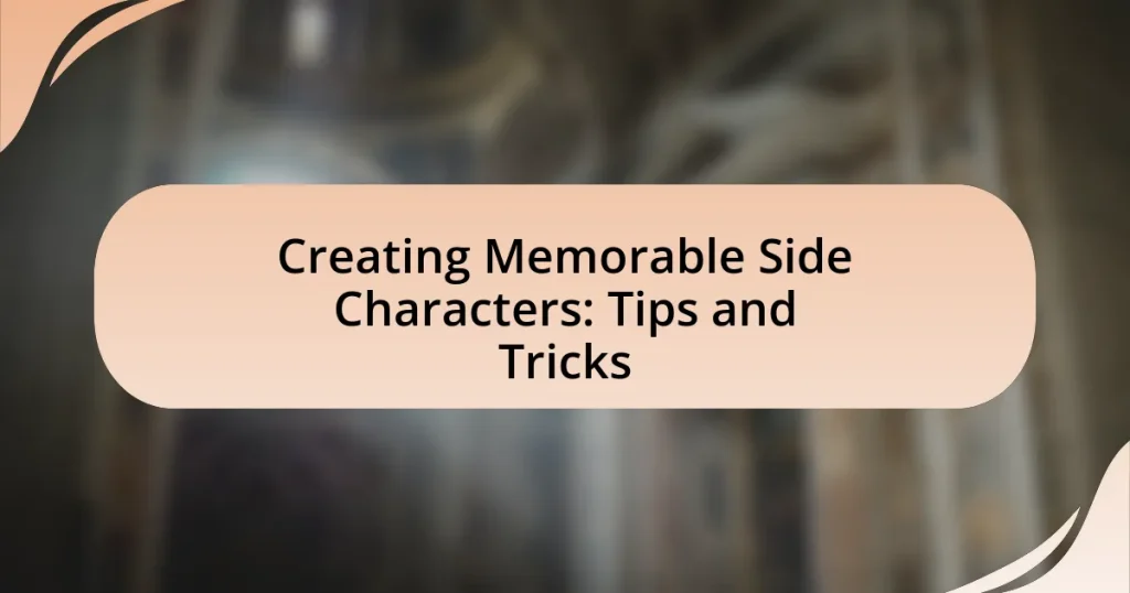 Creating Memorable Side Characters: Tips and Tricks