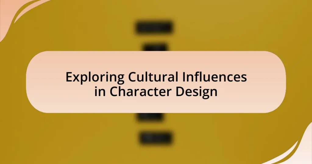 Exploring Cultural Influences in Character Design