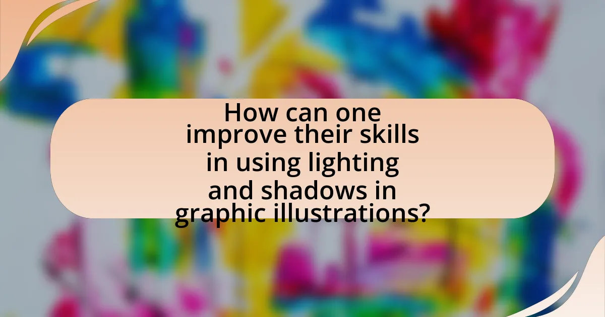 How can one improve their skills in using lighting and shadows in graphic illustrations?