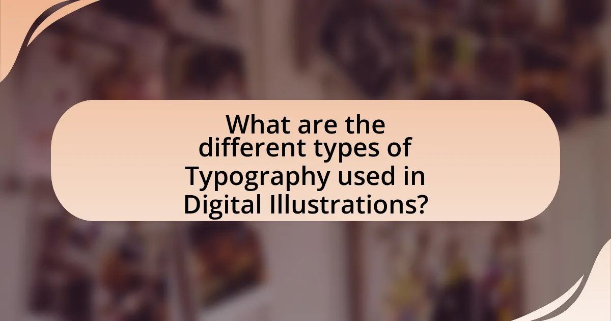 What are the different types of Typography used in Digital Illustrations?